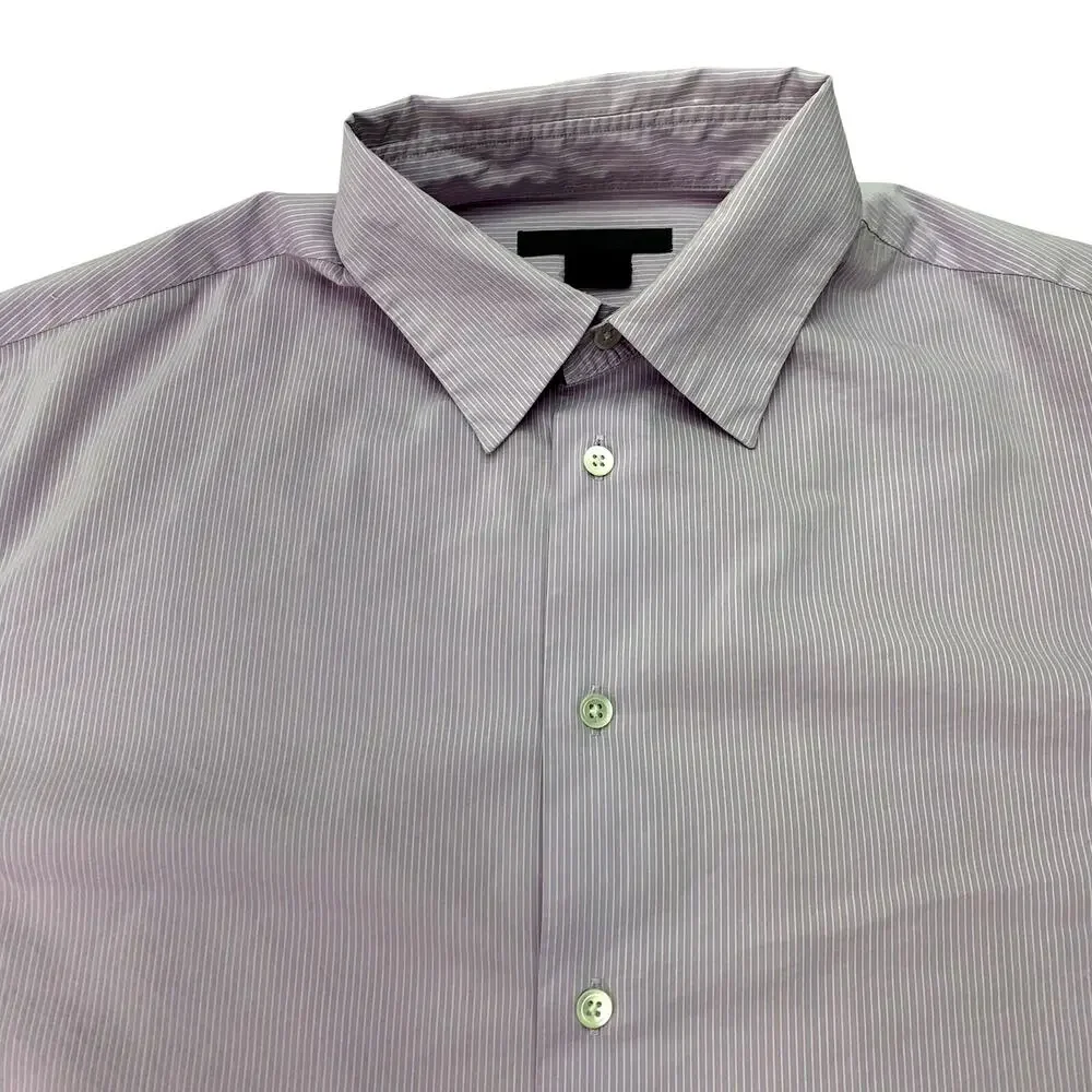 John Varvatos Mens Sz Large Purple White Striped Long Sleeve Button Up Shirt - Picture 3 of 7